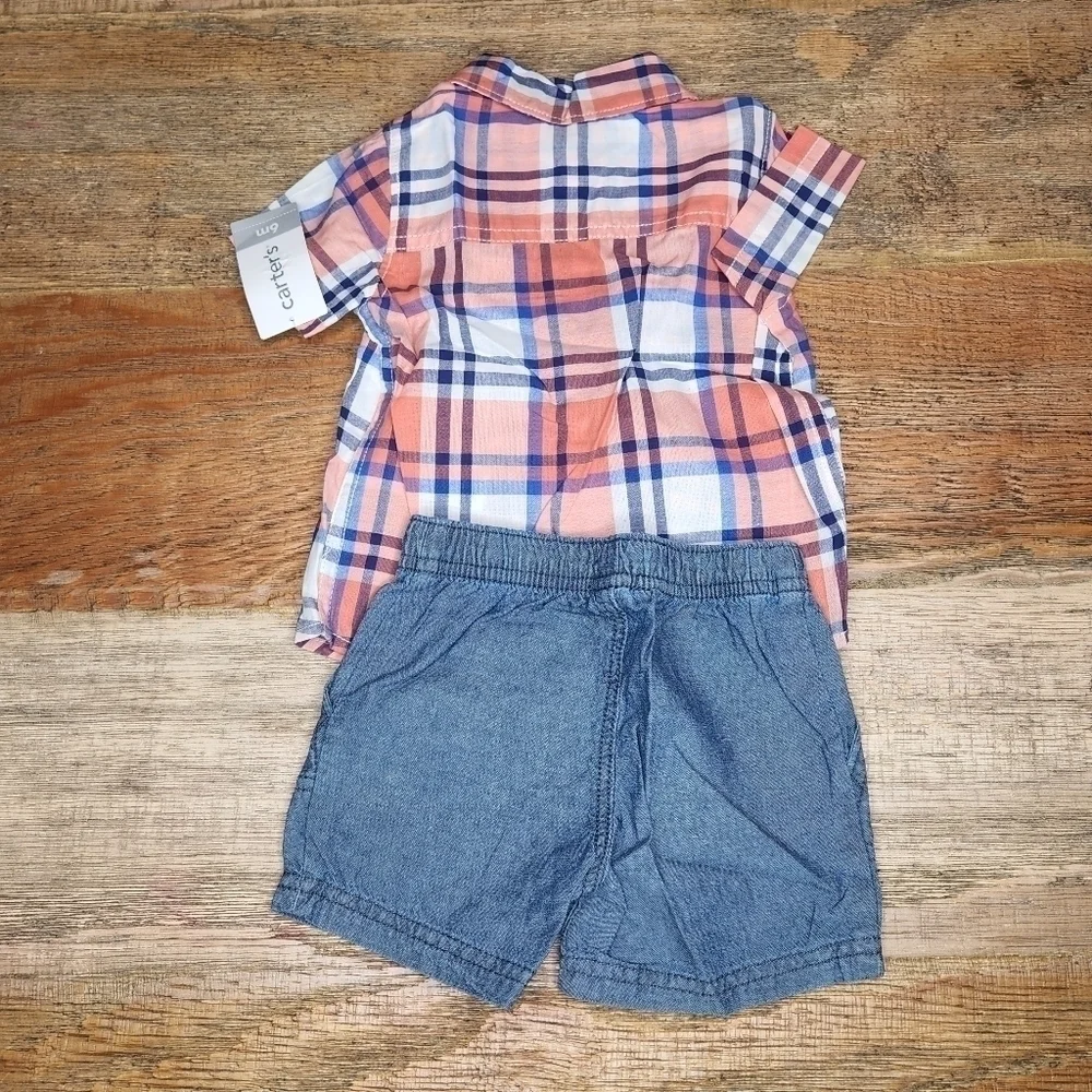 New Carter's Plaid Short Set. Size 6m